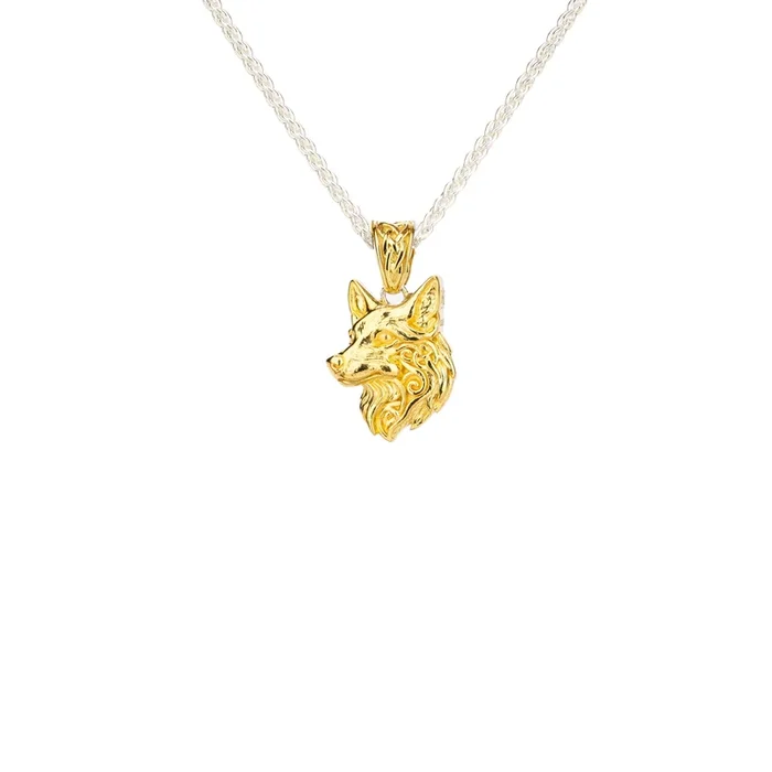 Silver and 18k Vermeil Reversible Dog (Profile) Pendant
