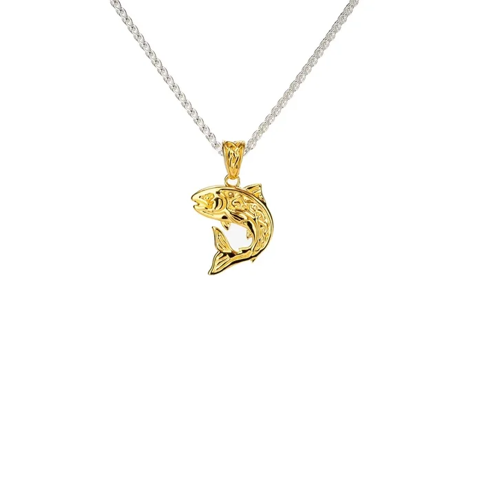 Silver and 18k Vermeil Reversible Salmon Pendant