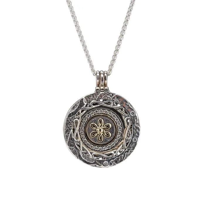 Silver and 1Gold Eclipse 5-Way Flower Pendant – Cubic Zirconia