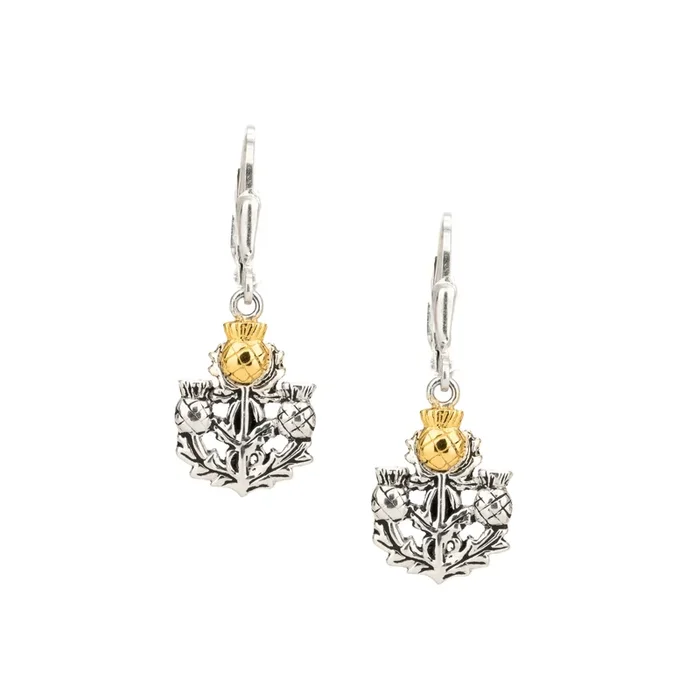 Silver and 24k Vermeil Thistle Leverback Earrings
