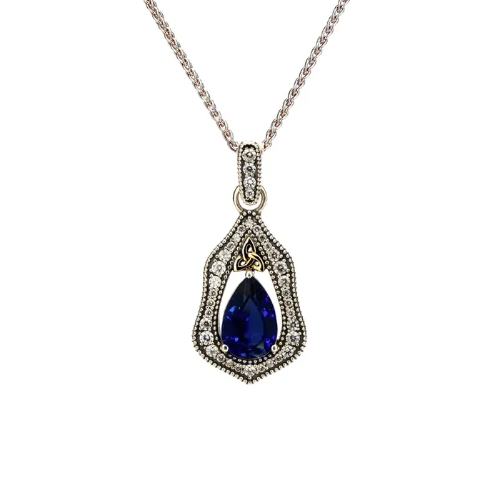 Silver and 24k Vermeil with Lab Grown Blue Sapphire or White Moissanite Alchemy Pendant