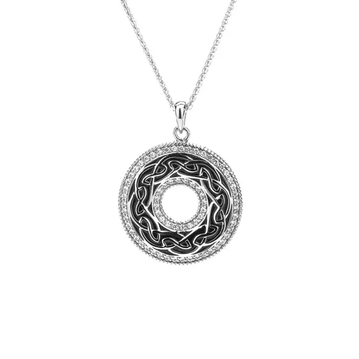Silver and Black or Green Enamel Window to the Soul Pendant