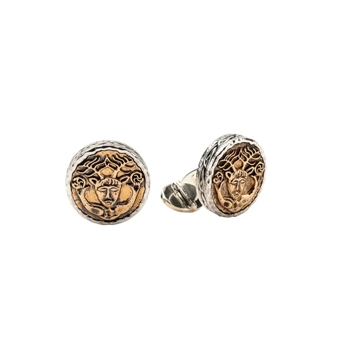 Silver and Bronze Ancient Celtic Coin Cernunnos Cufflinks