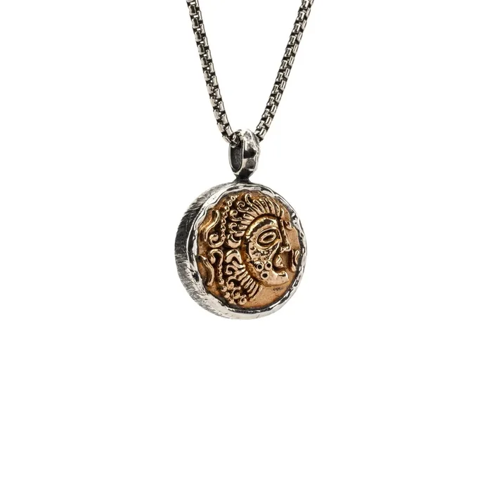 Silver and Bronze Celestial Messengers Ancient Celtic Coin Pendant