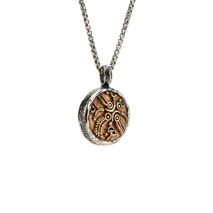 Silver and Bronze Four Virtues Ancient Celtic Coin Pendant