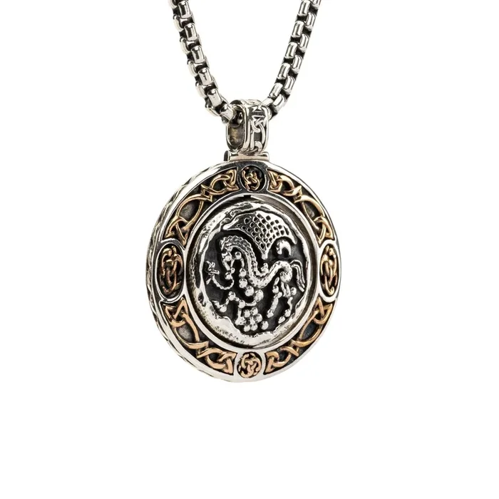 Silver and Bronze Solar Horse Ancient Celtic Coin Spinner Pendant
