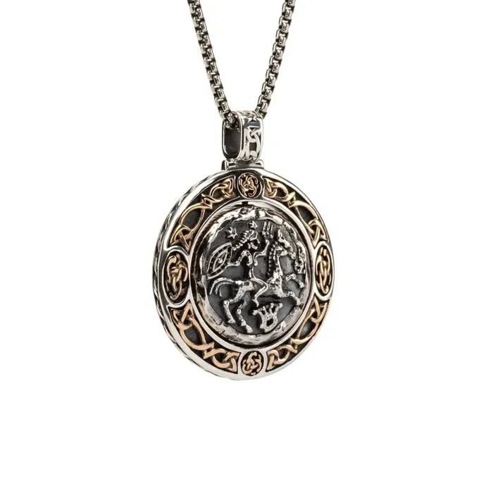 Silver and Bronze Warrior Goddess Ancient Celtic Coin Spinner Pendant