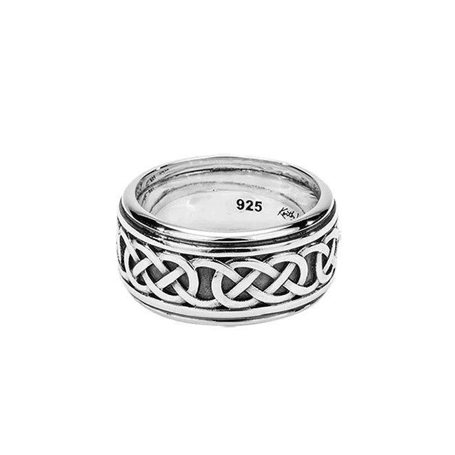 Silver Celtic Love Knot with Rails ‘Moidart’ Ring