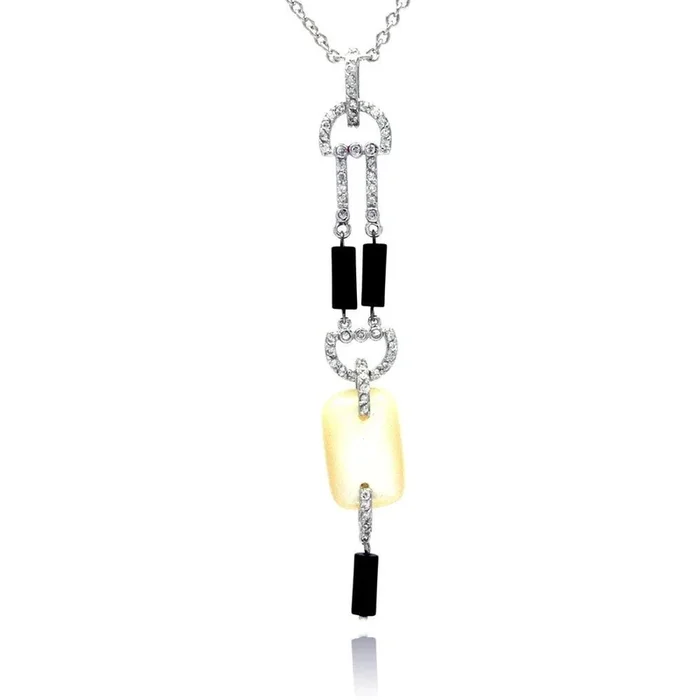 Silver CZ Necklace 925 Ladies Sterling Jewelry – BGN00009