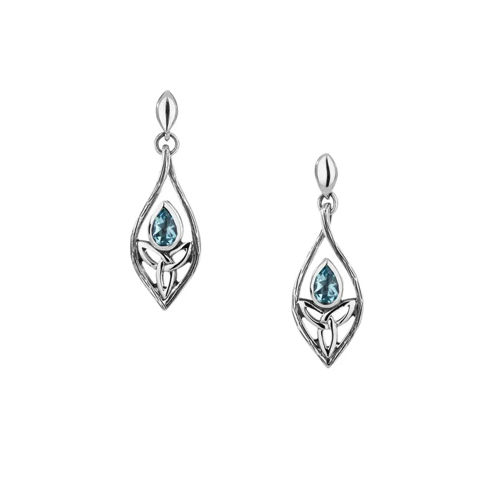 Silver Guardian Angel Post Earrings – Blue Topaz