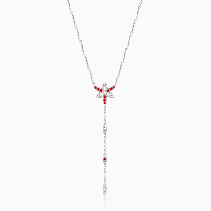 Silver Heart in Heart Lariat Necklace