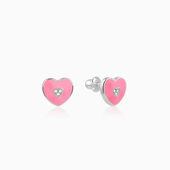Silver Heartie Kids Studs