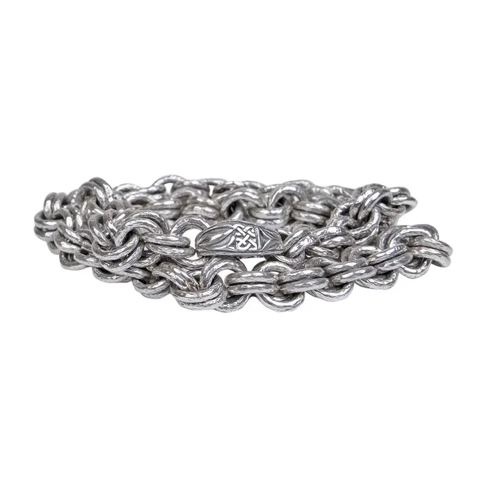 Silver Heavy Double Ring Hammered Pictish Chain