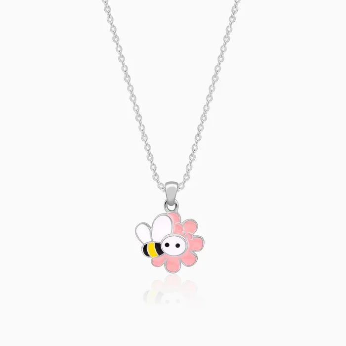 Silver Honeybee Kids Pendant With Link Chain