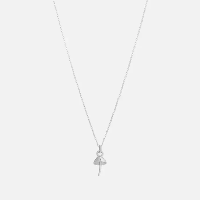 Silver Itty Bitty Charm Necklace, Mushroom