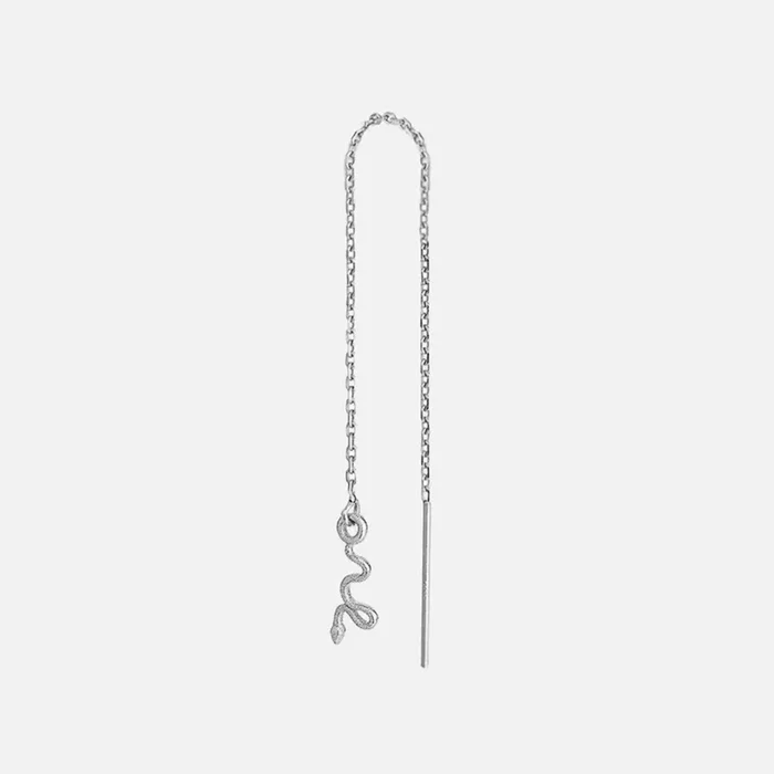 Silver Itty Bitty Threader Earring, Snake