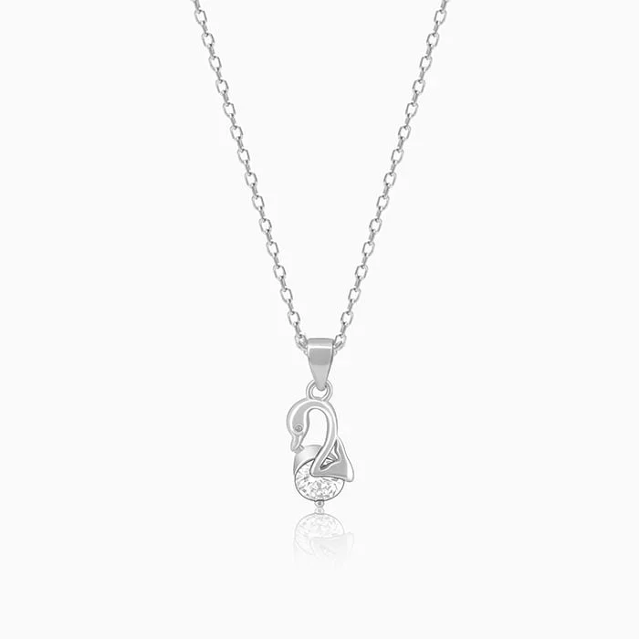 Silver Mini Swan Pendant with Link Chain