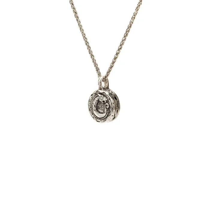 Silver or Silver and Bronze Petite Dragon Coin Pendant