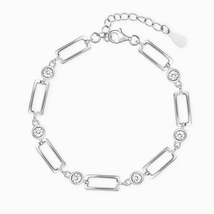 Silver Rectangular Link Chain Bracelet