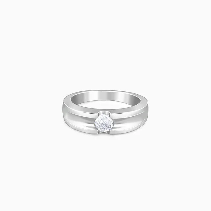 Silver Regal Grid Ring For Him