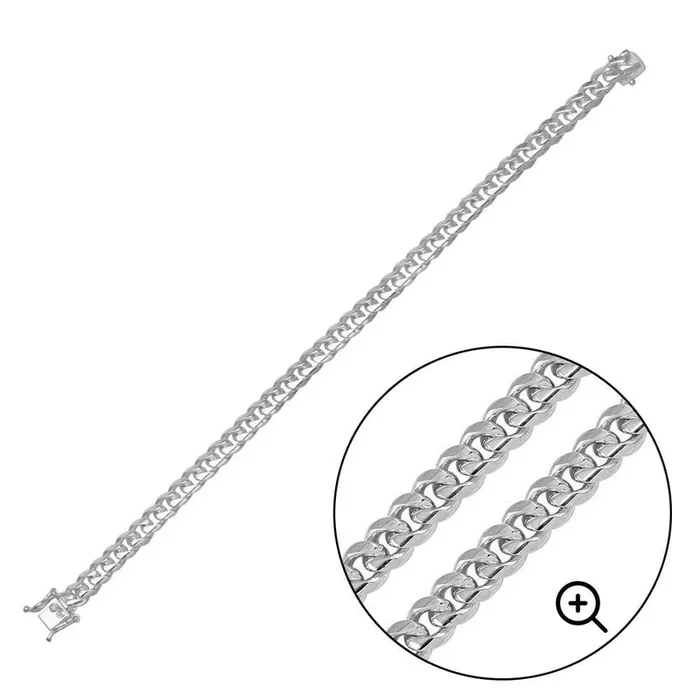 Silver Rhodium Plated 925 Miami Curb Bracelet 7mm – CH447 RH