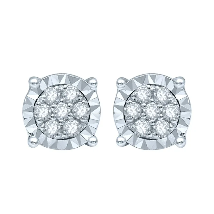 Silver Studs with 14 Diamonds
