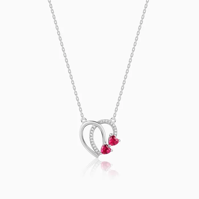 Silver Twin Hearts Necklace