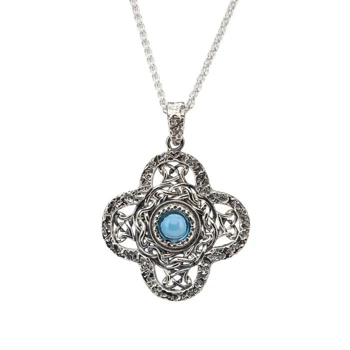 Silver Whirlpool Pendant – London Blue Topaz