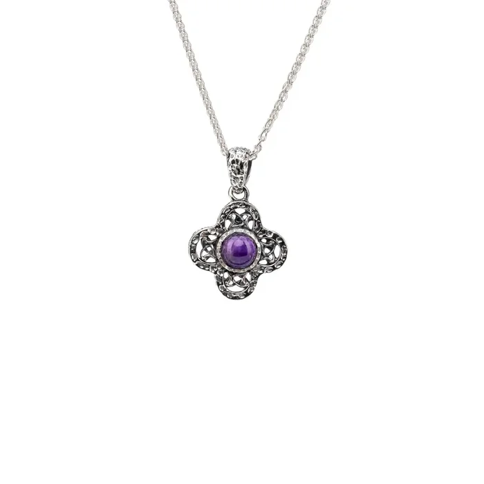 Silver Whirlpool Small Pendant – Amethyst