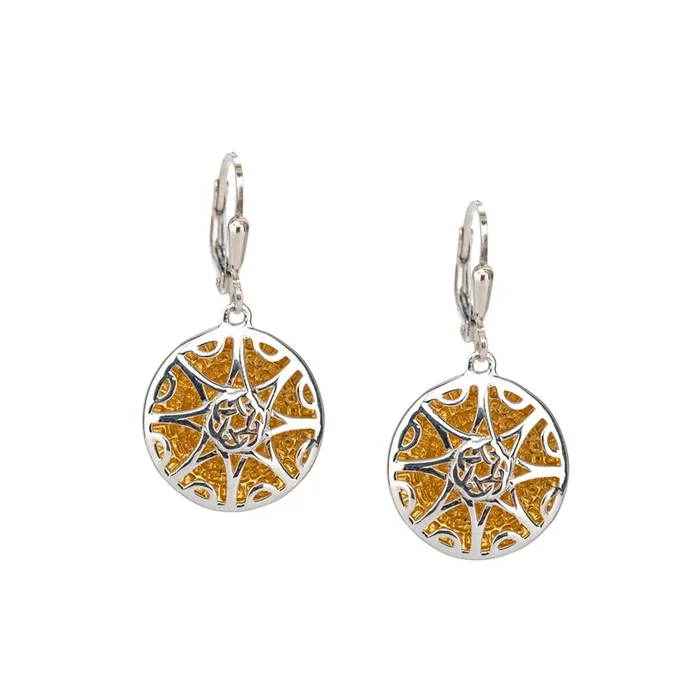 Silver with 14k Gold Gilding Celestial Star Leverback Earrings