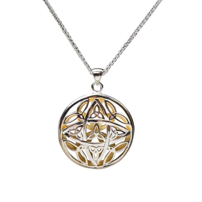 Silver with 22k Gold Gilding Trinity Double Sided Pendant