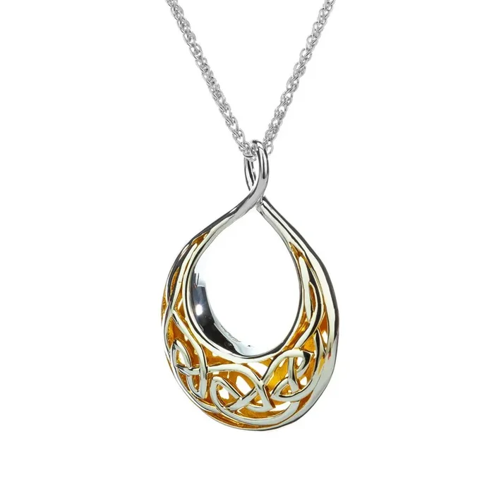 Silver with 22k Gold Gilding Window to the Soul Teardrop Pendant Large