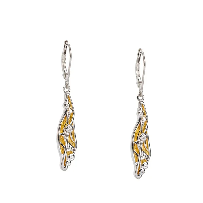 Silver with 23k Gold Gilding Celestial Leverback Earrings