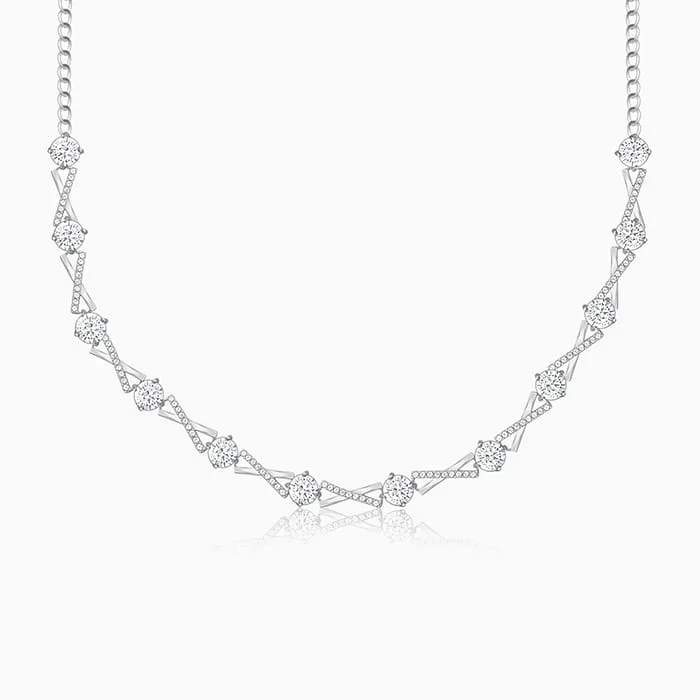 Silver Zircon Excess Necklace
