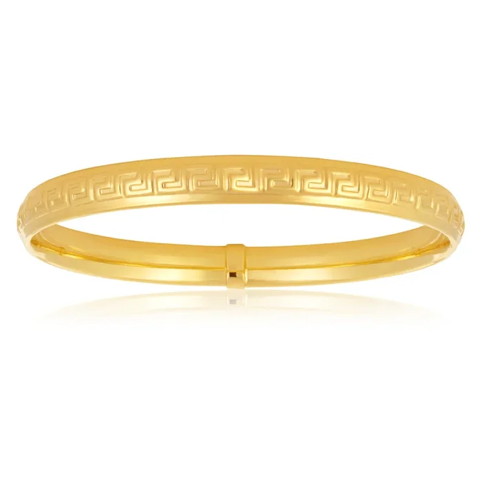 Silverfilled 9ct Yellow Gold Greek Key Bangle