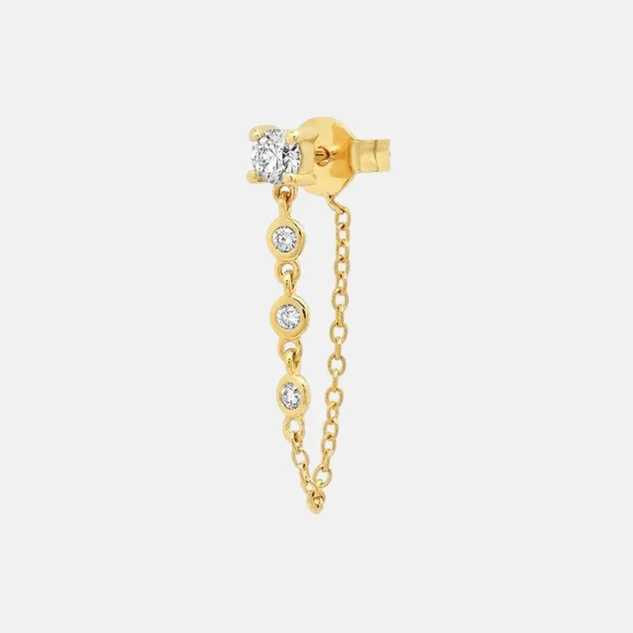Single Diamond Stud with Diamond Chain