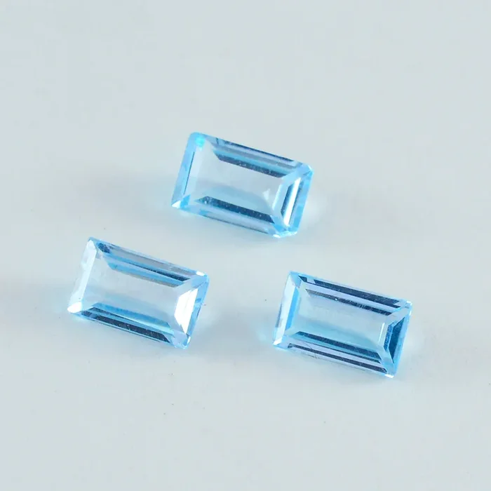 Sky Blue Topaz 1PC Large 8×16 MM Baguette Faceted Blue Lustrous Semi Precious Loose Gemstone