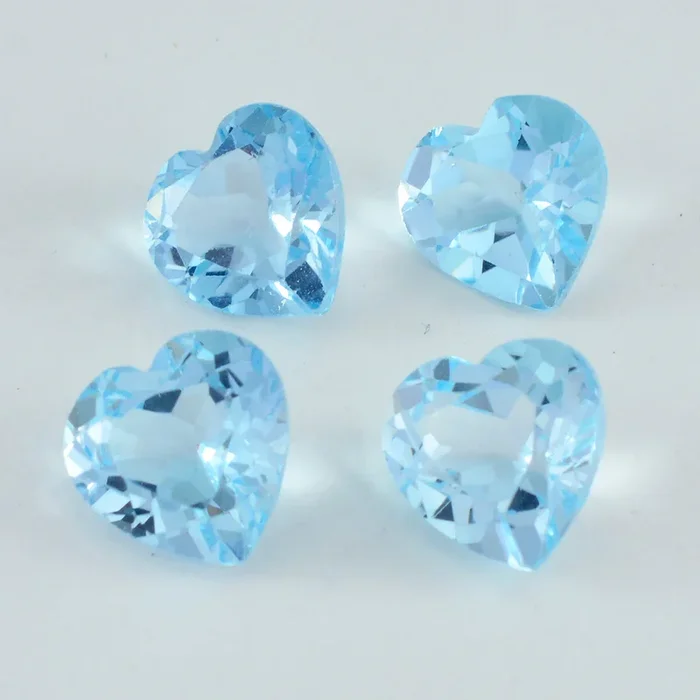 Sky Blue Topaz 1PC Small 8×8 MM Heart Faceted Blue Luster Semi Precious Loose Gemstones
