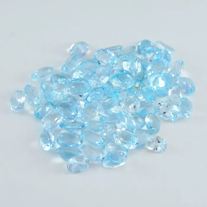 Sky Blue Topaz 1PC Tiny 3×5 MM Oval Faceted Blue Polished Semi Precious Loose Gems