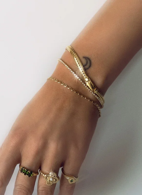 Slangen 5mm armband 14k goud