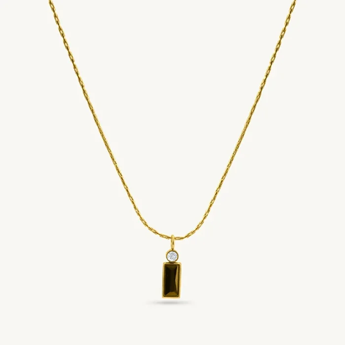 Sleek Black Bar Pendant Necklace