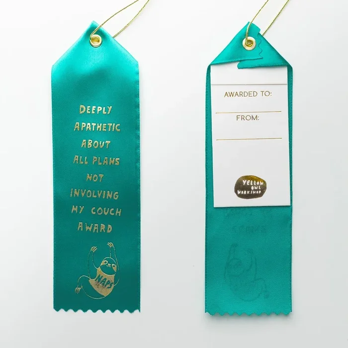 Sloth Deeply Apathetic About All Plans Not Involving My Couch – Award Ribbon Card