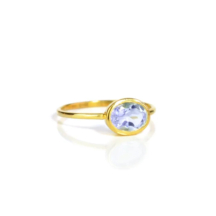 Small Oval Alexandrite Ring | June Birthstone Dainty Stackable Gemstone Ring for Women, 925 Silver, Gold or Rose Vermeil, Custom Gift for her