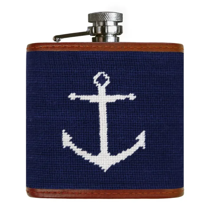 Smathers & Branson Anchor Flask-Dark Navy