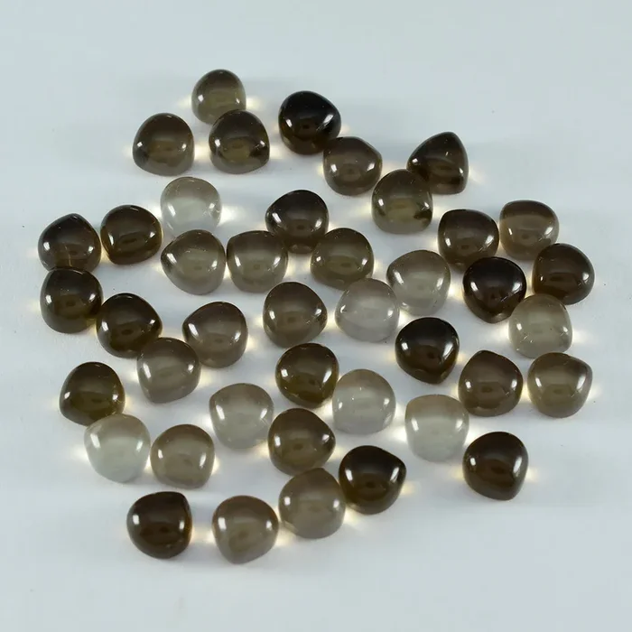 Smoky Quartz 10PC Tiny 4×4 MM Heart Cabochon Brown Shine semi Precious Loose Gems