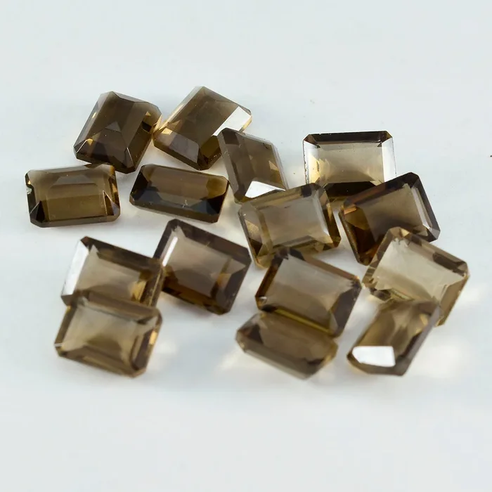 Smoky Quartz 10PC Tiny 4×6 MM Emerald Faceted Brown Polished Semi Precious Loose Gems