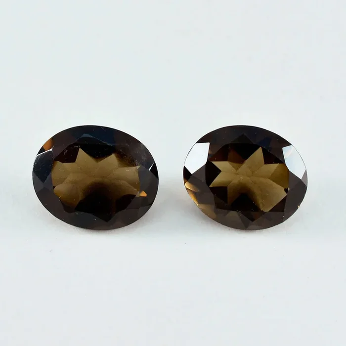 Smoky Quartz 1PC Chunky 12×16 MM Oval Faceted Brown Sparkling Semi Precious Gems