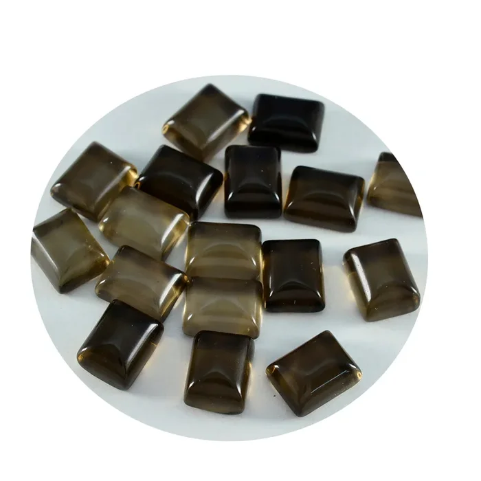 Smoky Quartz 1PC Small 6×8 MM Emerald Cabochon Brown Shine semi Precious Loose Gems