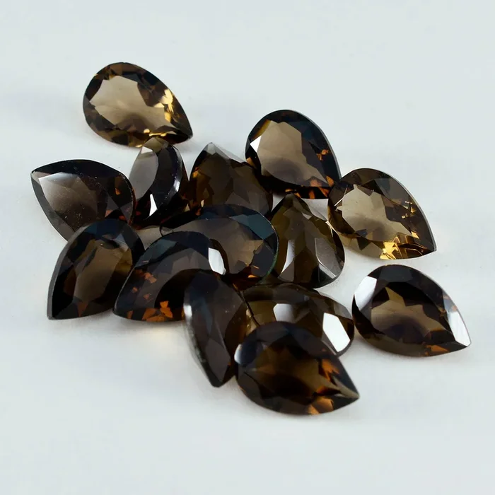 Smoky Quartz 1PC Small 7×9 MM Pear Faceted Brown Luster Semi Precious Loose Gemstones