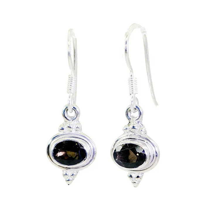 Smoky Quartz African Naomi multiple Dangle Brown 925 Silver Earring